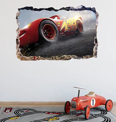 Cars 3 Lightning Mcqueen Smashed 3D Wall Decal Sticker Art Decor Vinyl DA127 • $14.95