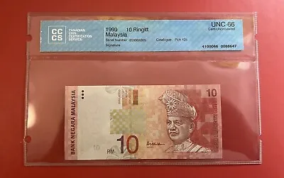 Malaysia 10 Ringitt Banknote Gem UNC-66 1999 P-42c • $36.31