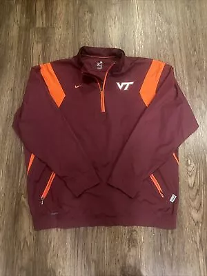 Nike Virgina Tech 1/4 Zip Pullover Jacket Burgundy/Orange Size XL • $35