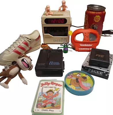 Retro / Vintage Lot Of An Alarm Clock Radio Pager Walkman & More Junk Drawer  • $19.97