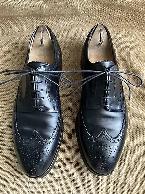 Crockett & Jones CARDIFF Black Leather Wingtip Derby Shoes Size UK 8 E || US 9 • $253