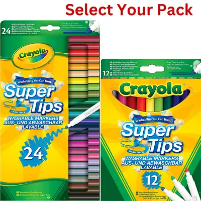 CRAYOLA Washable Markers Felt Tips Colouring Pens Art School Fine Brush Paint • £4.85