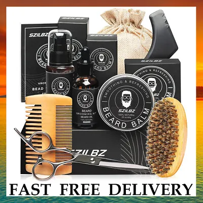 $23.26 • Buy Beard Growth Kit Boosts Hair Grooms Mustache Serum Balm Brush Comb Men Care Gift