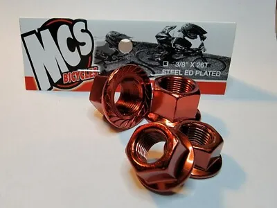 Mcs Bmx Axle Nuts Set One Pair Of 3/8 And One Pair Of 14mm Red • $20