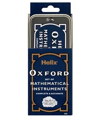 Oxford Maths Set Mathematical Instruments School University New In Metal Box • £5