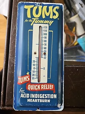 Tums For The Tummy Vintage Metal 9” Advertising Thermometer 9 Inches  Works • $83.37