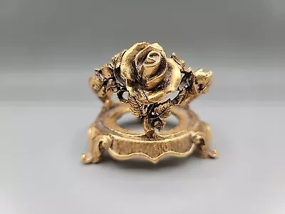 Vintage Matson Gold Tone Rose Votive Candle Holder Hollywood Regency Gift • $22.99