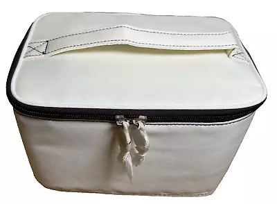 Liz Earle Vanity Bag Soft Travel Makeup Case Mirror Foldable Cream Beige NEW • £12.99