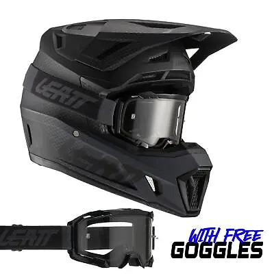 Leatt 2022 Helmet Moto 7.5 V22 Black With 4.5 Goggles & Bag MX Motocross  ATV • $189.38