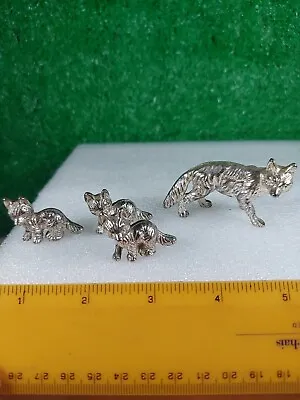 £15 • Buy Kitsch Silver Tone Metal Wolves /dogs Ornaments Figurines Small Animal Set