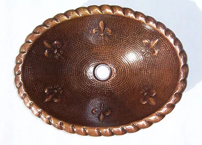 Mexican Copper Bathroom Sink Hand Hammered Oval Drop In  73 • $135.99