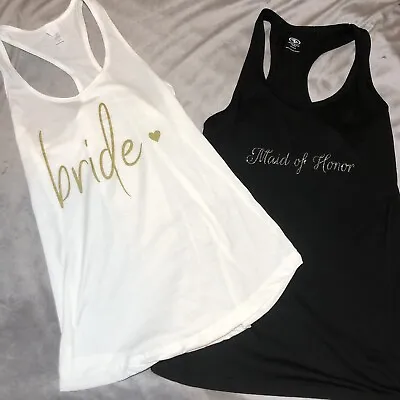 Bride & Made Of Honor Tank Top Bundle Size Medium/Small Cute Wedding Bridal Top • $10