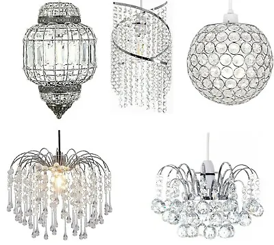 New Modern Ceiling Chandelier Pendant Light Lamp Shade Acrylic & K9 Crystal Drop • £17.99