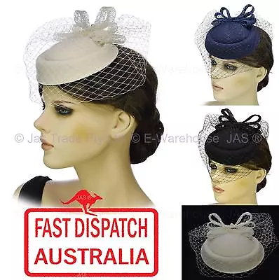$12.95 • Buy Spring Cocktail Party Race Church Melbourne Cup Pill Box Lace Bow Fascinator Hat