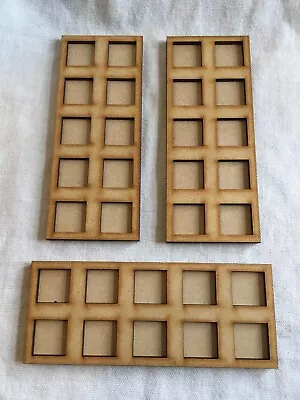 3x 25mm Square 5x2 Laser Cut  Movement Tray Infantry Base Skirmish Warhammer • £4.97