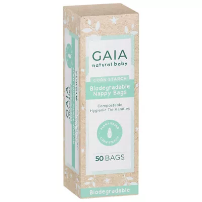 Gaia Natural Baby Biodegradable Nappy Bags Disposable Waste Poo Sacks 50 Pack • $14.81