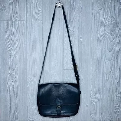 Vintage 70s Francois Marot Paris Black Leather Crossbody Bag Purse Hand Bag • $150