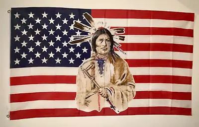 $9.26 • Buy USA American Indian Chief Flag NEW 3'x5'