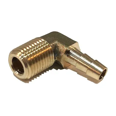 1/4 HOSE BARB ELBOW X 1/4 MALE NPT Brass Pipe Fitting Thread Gas Fuel Water Air • $8.88