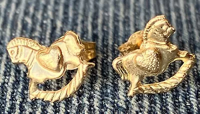 Rocker Horse Stud Earrings Made Of 14k Solid Gold Child/Baby Jewelry • $29.99