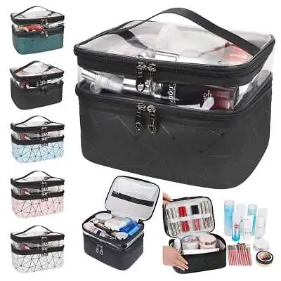 Women Large Makeup Bag Cosmetic Case Storage Handle Travel Organizer Artist Bag • $9.29