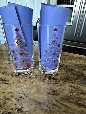 Culver Vintage Mid Century Christmas Glasses Rhinestones As Shown • $29.99