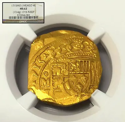 Mexico 1715 Fleet Shipwreck 4 Escudos Ngc 62 Gold Doubloon Cob Coin Only 4 Known • $45000