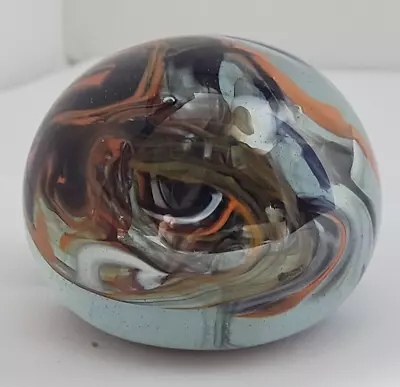 Rollin Karg Art Glass Hand Blown Paperweight Dichroic Swirl Vintage Signed • $34.99