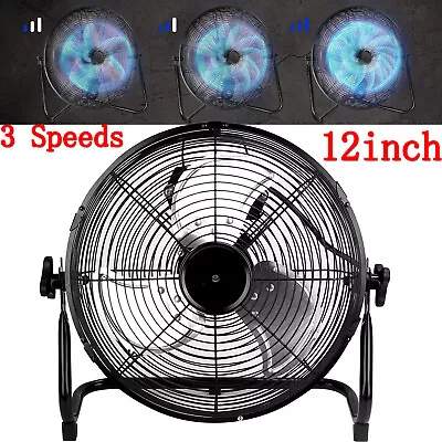 12  Metal Industrial Floor Fan 3 Speeds 40dB Quiet Heavy Duty Home Workshop Fans • $45.66