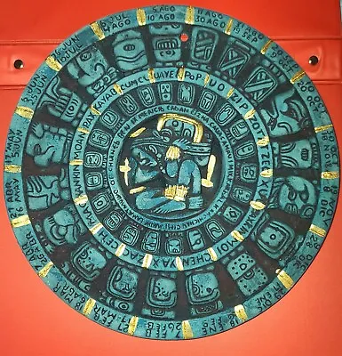 $150 • Buy Vintage Tzolkin Wheel Shaped Mayan Prophecy Calendar Handmade W/Stand NEAT