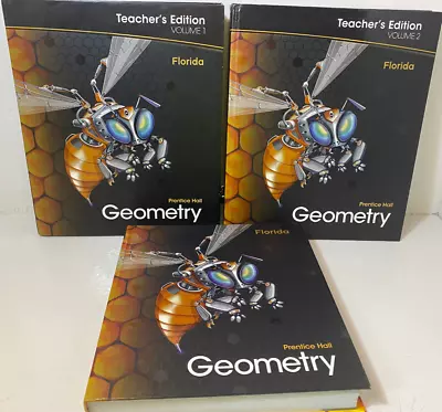 Prentice Hall GEOMETRY 3pc. Math Set Teachers Editions 1 & 2 + Student Textbook • $125