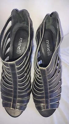 Minelli Shoes Sz 39/8 Black High Heels • $8.21