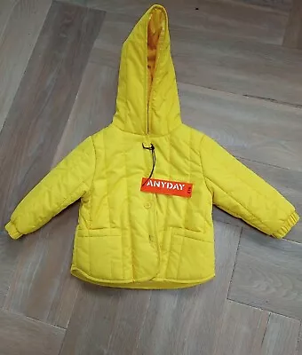  John Lewis Yellow Lined Padded Quilted Baby Jacket Hooded Bnwt 6-9 Months. • £10