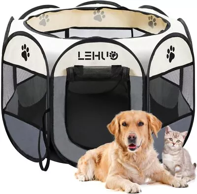 Dog Playpen Foldable Portable Pet Puppy Kennel Fence Exercise Cage Large Crate • $19.99