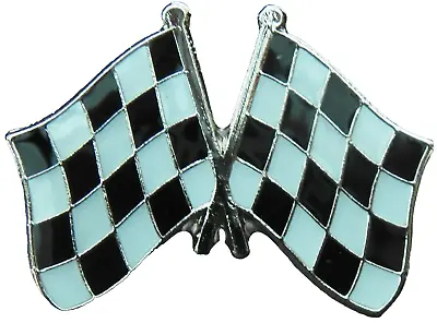 Chequered Black & White Flag Pin Badge Car Motor Racing Brooch • £2.99