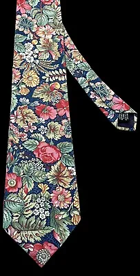 Tango By Max Raab Blue Pink Green Floral Cotton Tie 3.5  X 60  • $10