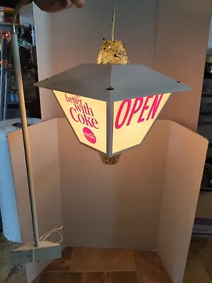 (VTG) 1960s COCA-COLA LIGHT UP HANGING COACH LAMP SPINNING SIGN COKE • $800