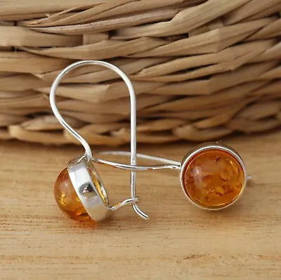 Natural Baltic Amber 925 Sterling Silver Stylish Earrings Gift Boxed • £19.98