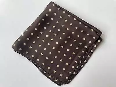 Vintage Silk Brown And Cream Polka Dot Handkerchief • $11.99