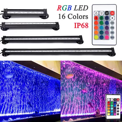 £19.46 • Buy 20in Aquarium Air Bubble Fish Tank Lights LED Underwater Submersible Lamp Light