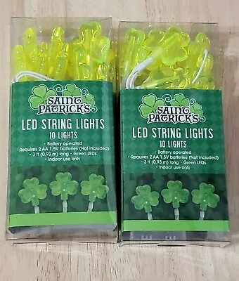 $9.95 • Buy St Patrick’s Day Shamrock LED String Lights 3ft Long Battery Operated 2 Packs