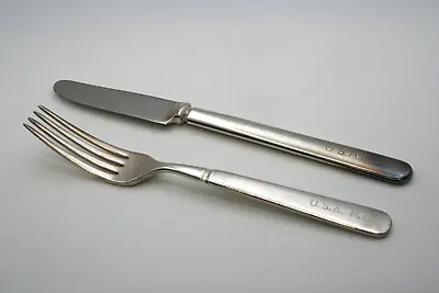 WWII  1877 N.F. Co. US Army Medical Department Hospital Mess Hall Fork & Knife • $12.95