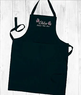 Personalised Embroidered Ladies Kitchen Cooking ApronWith Pockets Butterfly • £14.25