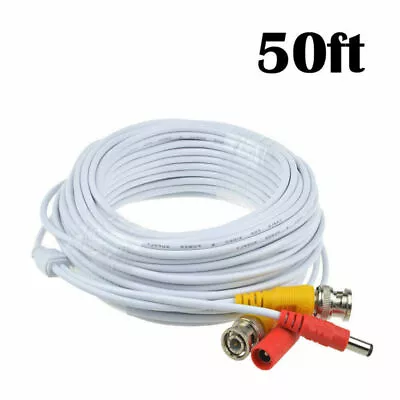 Fite ON 50ft BNC Connector Video Power Cord For Q-See Camera Cable QT5440 QT228 • $12.95