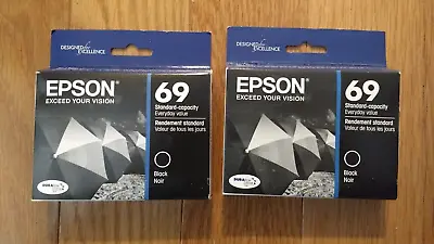 2012 Genuine Set 2 Epson #69 Ink T0691 Black Stylus Cx5000 Nx100 Workforce 600 • $13.99