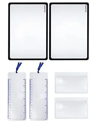 2set Bookmark Magnifier Kit 3X Full Book Page Viewing Magnifying Len Sheet Ruler • $18.26