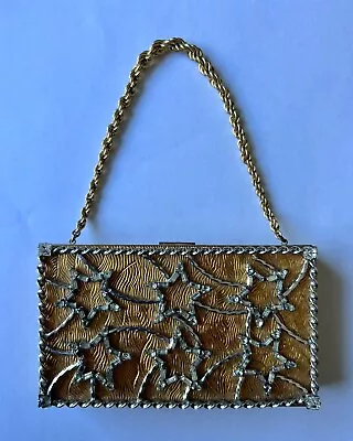 Vintage Evans Gold/Rhinestone Ladies Cigarette Compact Evening Purse • $79.99