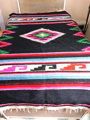 $297.50 • Buy Vintage Zapotec Wool Woven Blanket Rug Colorful Full Size Heavy Thick Soft