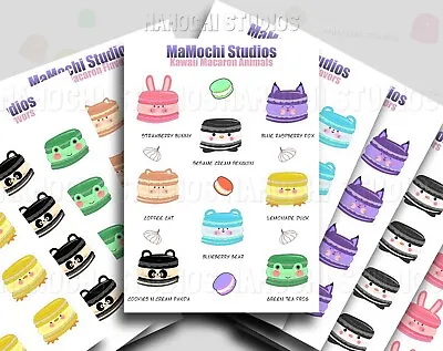 Sticker Sheet - Kawaii Macaron Dessert Characters Bujo Journal Back To School • $3.44