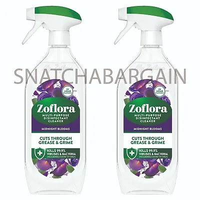 £8.99 • Buy 2 X ZOFLORA MULTI-PURPOSE DISINFECTANT TRIGGER CLEANER 800ml MIDNIGHT BLOOMS